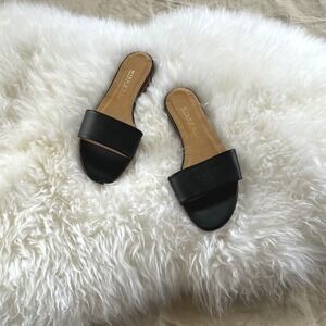 Handmade Leather Slip-on Sandals Black Slides